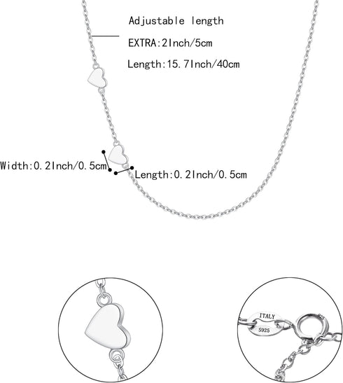 BriLove Gifts for Mom Women 925 Sterling Silver Delicate Tiny Sideways Double Forever Love Heart Choker Necklace for Mothers Day/Valentines Day/Bi...