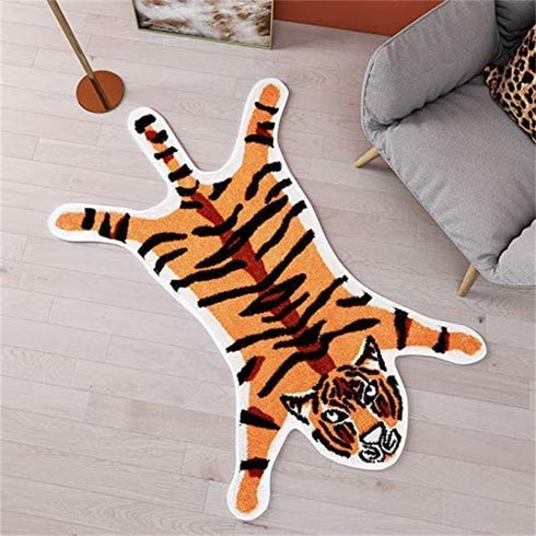 Tiger Print Rug,Cute Faux Tiger Rug Small Area Rugs for Home Decor Fluffy Animal Print Kids Carpet for Livingroom Bedroom,Orange 1.8x2.8 ft / 21.6...