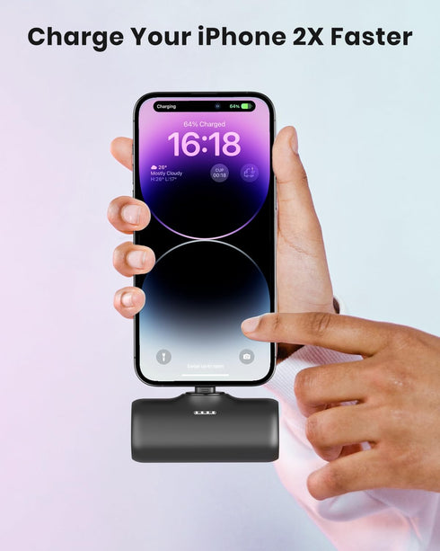 SOARAISE Small Portable Charger with Built-in USB Connector, 5000mAh Ultra-Compact Power Bank Mini External Battery Pack for iPhone 14/Pro/Pro Max...