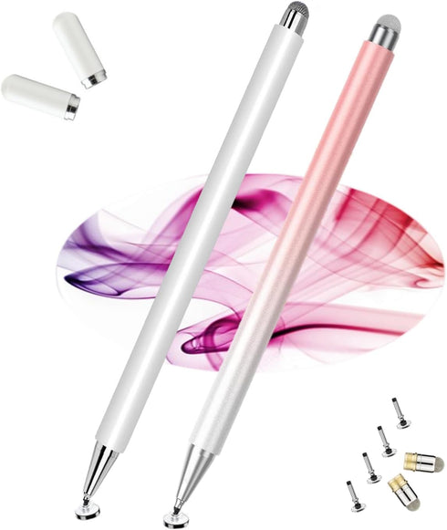 Stylus Pens for Touch Screens, 2 in 1 Magnetic High Sensitivity Capacitive Pen with Built-in Spare Precise Disc Nib, Compatible with iPhone/iPad/A...