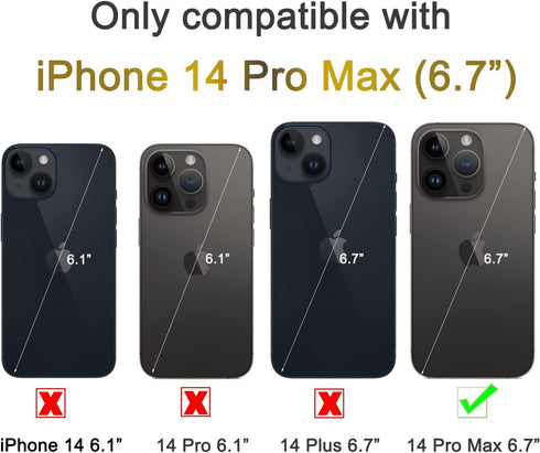 Compatible with iPhone 14 Pro Max 6.7” Wallet Case +1 Screen Protector, Slim Protective case with Card Holder, PU Leather Kickstand Card Slots Cas...