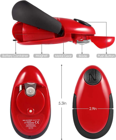 Electric Can Opener, Restaurant Can Opener with One-Key Automatic Opening, Smooth Edge Battery Powered Can Openers for Chef's, Arthritis, Weak Han...