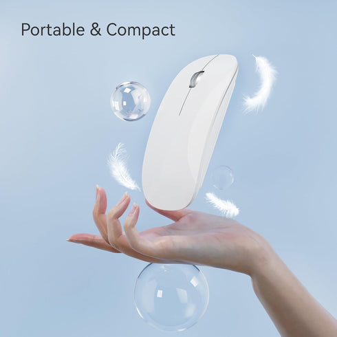 TENMOS M18 Bluetooth Mouse, USB C Rechargeable Wireless Mouse, Triple Mode (Dual Bluetooth+USB) Computer Silent Mice Portable with USB Receiver an...