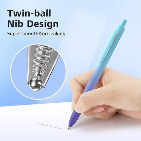 WRITECH Fine Point Gel Pens: 0.5mm Retractable Black Ink 6ct Smooth Writing No Bleed with Aesthetic Gradient Color Pen Barrel for Journaling Note ...