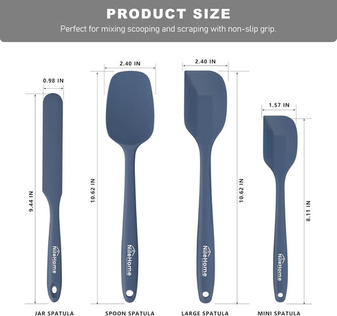 NileHome Silicone Spatula Set, Rubber Spatula High Heat-Resistant Premium BPA-Free One Piece Seamless Design Cooking Spatulas Utensils Set For Kit...
