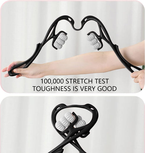 HaSeftni Neck Massager, Upgrade 6 Balls Massage Point Roller Massager for Pain Relief Handheld Tool Suitable Legs Waist and Shoulder Relaxer - Bla...