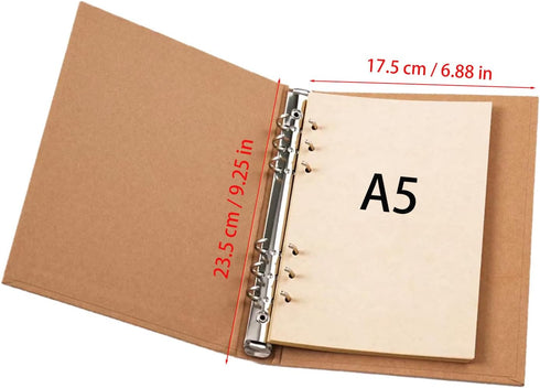 A5 Binder 2 Ring, A5 Binder, 2pcs Kraft Paper 2 Round Ring Binder Cover Protector for Journal Note Book Carrying Around Notes (A5-2Ring)...