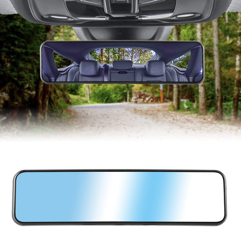 LivTee Anti Glare Rear View Mirror 11.2''(285mm), Wide Angle Panoramic Convex Curve Rearview Mirror Clip on Original Mirror to Eliminate Blind Spo...