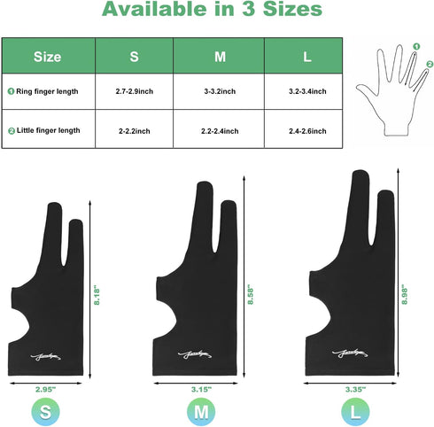 Digital Drawing Glove Right Hand for ipad, Paper Sketching,2 Pack Artist Glove for Drawing Tablet,Two Finger Art Glove Left Hand,Smudge Guard,Smal...