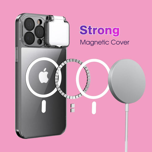 Magnetic Case for iPhone 12 Pro Max Case Clear with LED Selfie Light for iPhone 12 Pro Max Case Compatible TIK Tok/Stream/Makeup/Live/Video- Selfi...