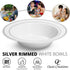 Silver Rimmed White Bowls - 5 ounce - 50 Count - Hard Plastic - Disposable or Reusable - Dessert Bowls - Salad Bowls- Cereal Bowls - Pasta Bowls...