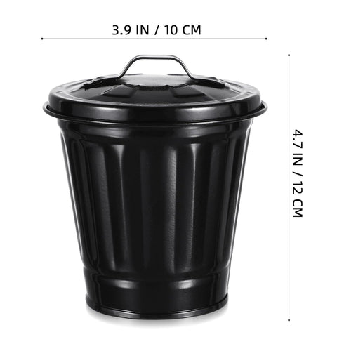 Mini Trash Can, Trash Can Desk Trash Can with Lid Office Garbage Can Countertop Tiny Waste Black Bathroom Garbage Can Basket Outdoor Trash Can for...
