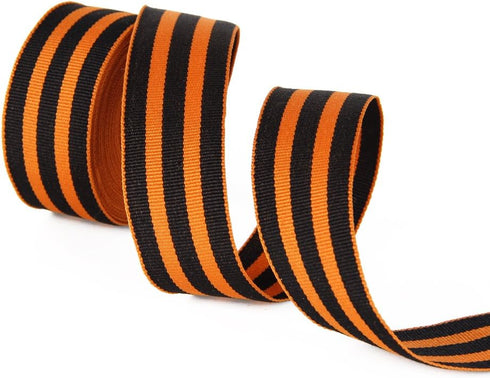 David accessories Orange Black Stripes Grosgrain Ribbon 1" Wide 5 Yard for DIY Ribbon Medal Award Handmade Hair Bow Clip Accessories and FestivalP...