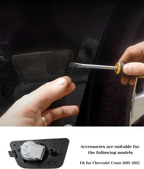 LED Amber Side Marker Lights Lamps Fit for Chevy Cruze 2011-2015, Driver and Passenger Side Front Bumper Lamps, Smoked Lens Sidemarkers, 2 Pcs...