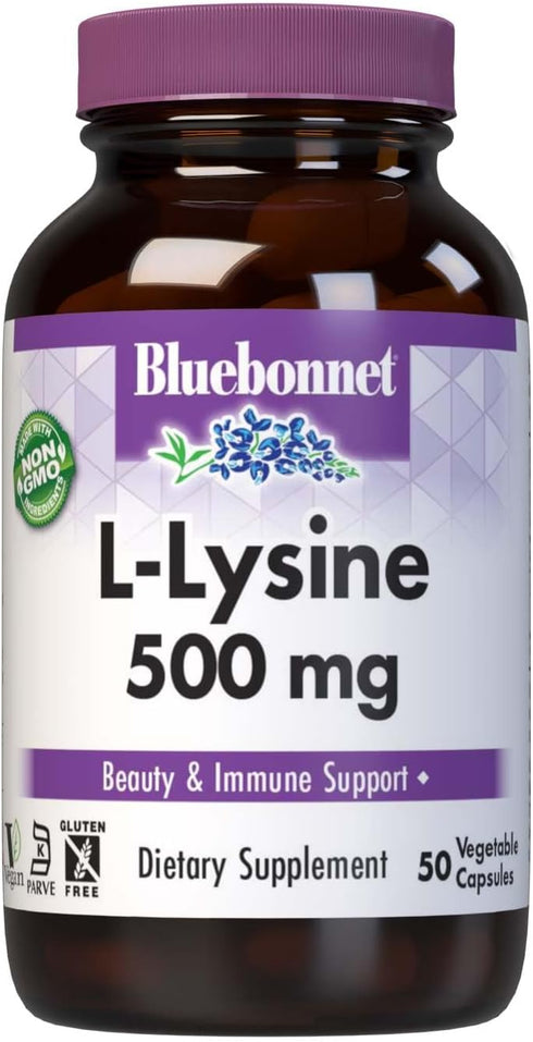 Bluebonnet L-Lysine 500 mg Vitamin Capsules, 50 Count...