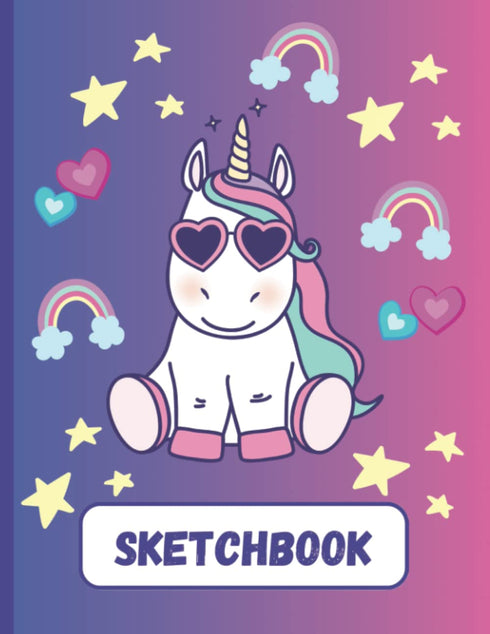 Sketchbook for Girls: Cute Unicorn, Sketch Book on Vibrant Pink and Purple Background | Sketch Notebook for drawing, doodling, writing, sketching,...