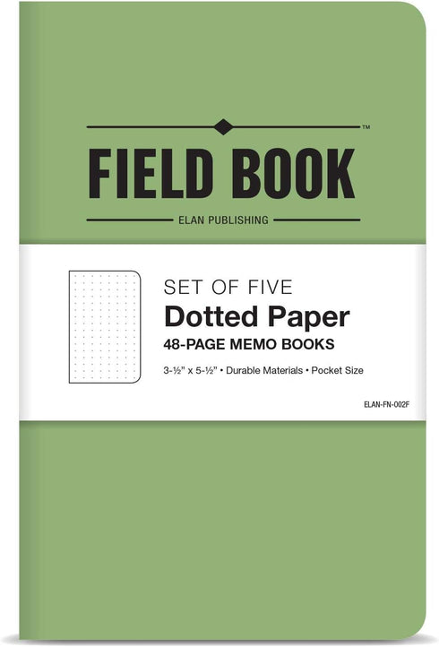 Elan Publishing Company Field Notebook/Pocket Journal - 3.5"x5.5" - Green - Lined Memo Book - Pack of 5...