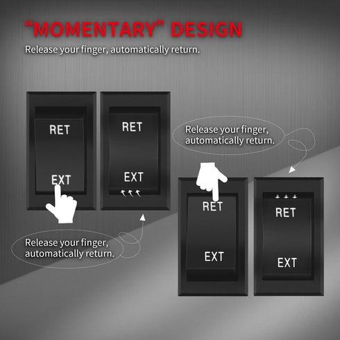 DaierTek Momentary RV Jack Switch 30 Amp 12V DC Reverse Polarity Rocker Switch Motor Control DPDT 4 Pin Power Jack Toggle Switch with Wires for 5t...