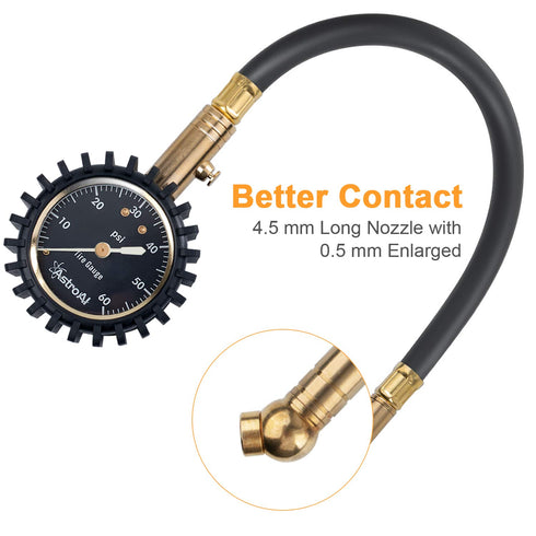AstroAI Tire Pressure Gauge, 0-60 PSI, Certified ANSI B40.1 Accurate with Large 2" Dial Easy to Read for Car, SUV, Truck & Motorcycle...