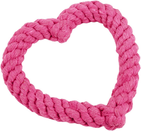 Pink Cute Dog/Cat Chew Toys, Dog Toys for Chewers, Heavy Duty Dental Dog Rope Toy for Dogs, Creative Love Heart Shaped Interactive Rope Dog Toys, ...