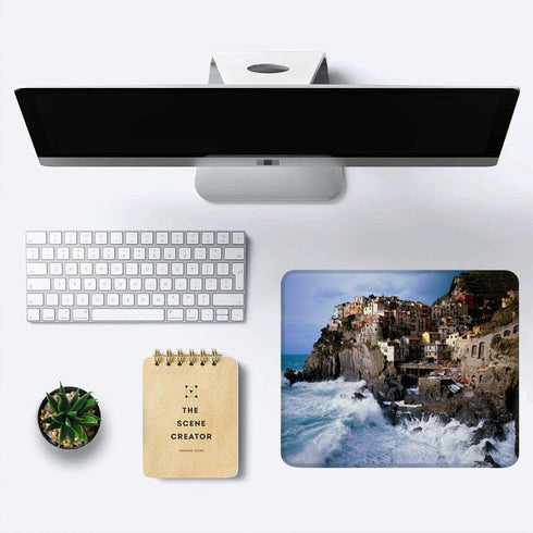 Mouse Pad Non-Slip Rubber Base Computer Mousepad, Italy Seaside Town Customized Square Mouse Pads for Laptop Office Home & Gaming, Superb Tracking...