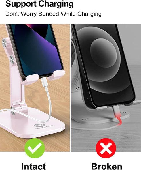 OCYCLONE Cell Phone Stand, Angle Height Adjustable iPhone Stand for Desk, Cell Phone Holder iPad Tablet Stand Compatible with iPhone 15 14 13 11 1...