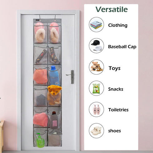 Behind Door Hanging Kids Shoes Organizer Closet Shoe Organizer Shoe Rack with 12 Mesh Pockets (12 Pockets)...