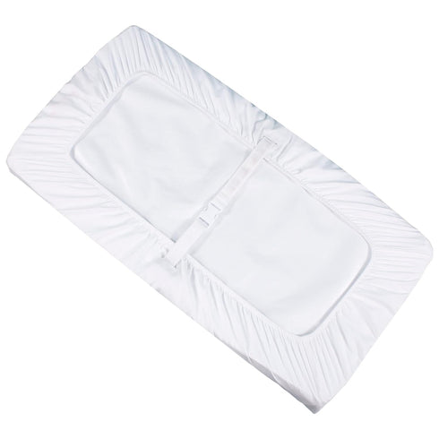 White Diaper Changing Pad Cover with Strap Holes Set of 3, Snug Fit 4-sided Contoured Changing Table Pad 16x31 16x32, Fitted Change Pad Sheet Neut...