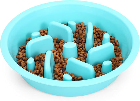 JASGOOD Slow Feeding Dog Bowl for Raised Pet Feeders Blue Maze Food Water Bowl Compatible with Elevated Diners(Blue,Fit Opening Fit Opening 7.5"-8...