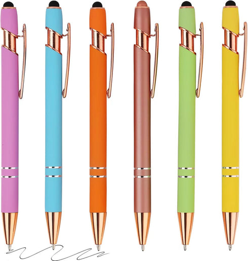 6 PCS 2 in 1 Stylus Ballpoint Pens,Pen with Stylus Tips, 1.0 mm Black Ink Metal Pens Stylus Pen for Touch Screens (6 Colors-2)......