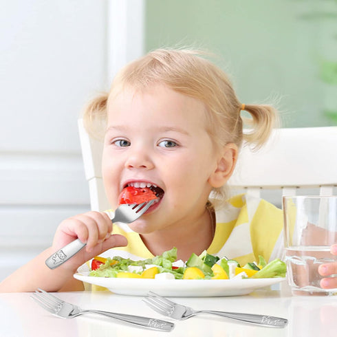 Pimoys 9-Piece Toddler Silverware Set - Stainless Steel Kids Forks & Spoons, Dishwasher Safe...