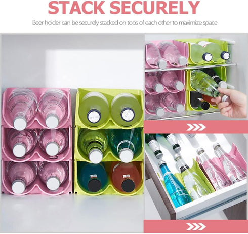 Hemoton Refrigerator Bottle Rack 3pcs Refrigerator Bottle Storage Rack Wine and Water Bottle Organizer Stackable Plastic Wine Rack Beer Can Storag...