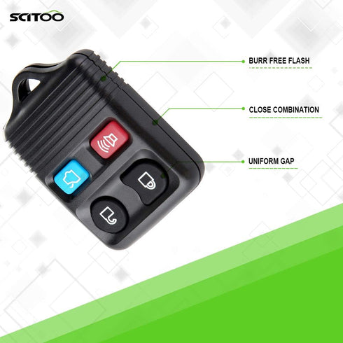 SCITOO Key Fob Keyless Entry Remote Shell Case & Pad 2X4 Button fit for Ford for Mercury for Mazda for Lincoln 98-16 CWTWB1U331-9...