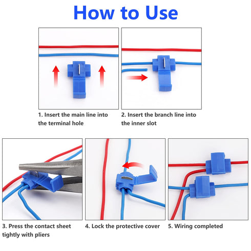150 pcs Quick Splice Wire Connectors, Solderless Snap Electrical Connector, Blue, Wire Splice Connector, Insulated Wire Crimp Connectors Terminal ...