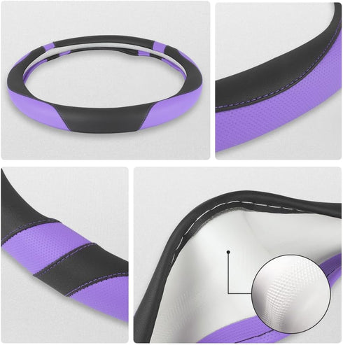 West Llama Customized Auto Car Steering Wheel Cover for Toyota Rav4 Corolla Camry Highlander (Black+Purple-Standard Size)...