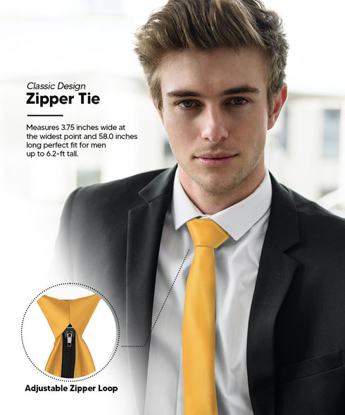 Vittorio Farina Solid Satin Zipper Ties for Men - Men's Fashion Accessories - Tie for Any Occasion...