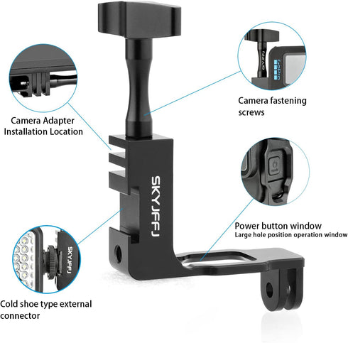 Vertical Elbow Aluminium Bracket Adapter for GoPro Hero 9/10/11/12 Black...