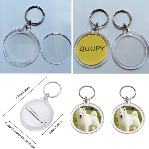 25PCS Clear Acrylic Photo Keychains - Round Blank Insert Photo Picture Frame Split Ring Keychain Snap In - Wallet Friendly Key Ring for Women & Me...