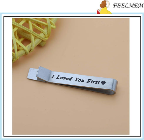 FEELMEM Father of The Bride Gifts to The Man I Love You First Stainless Steel Tie Clips Wedding Tie Bar for Dad Gift...