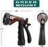 GREEN MOUNT Water Hose Nozzle Spray Nozzle, Metal Garden Hose Nozzle with Adjustable Spray Patterns, Perfect for Watering Plants, Washing Cars...