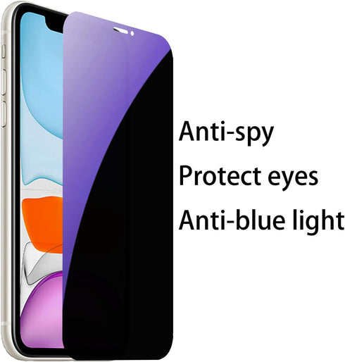 3 PCS Anti-Blue Privacy Tempered Glass Anti-Spy Screen Protector Anti-Peeping Film Suit for iPhone XR/iPhone 11, 6.1 inch 9H Hardness Anti-scratch...