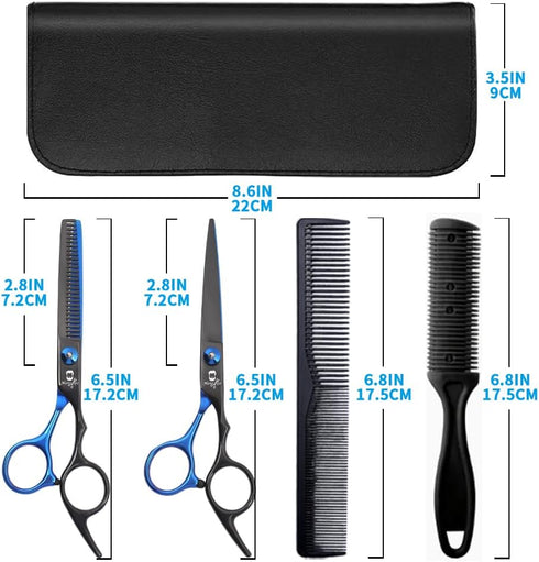 8 PCS Hair Cutting Scissors Kit,Black Blue Professional Home Hair Cutting Barber/Salon Thinning Shears,Hair Cutting Shears Hair Cut Blending Salon...