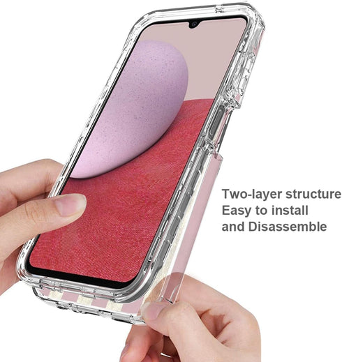Phone Case for Galaxy A14 5G Case, Samsung A14 5G SM-A146B Case with Tempered-Glass Screen Protector, Cute Clear Flag Pattern Full Body Protective...