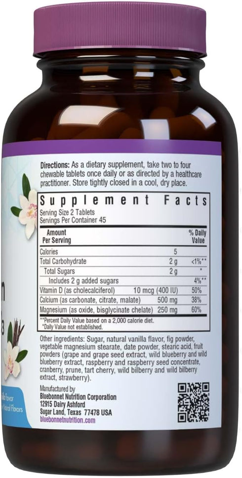 Bluebonnet Nutrition Calcium Magnesium Plus Vitamin D3 Earthsweet, Bone Health & Muscle Relaxation, Soy-Free, Gluten-Free, Kosher Certified, Dairy...