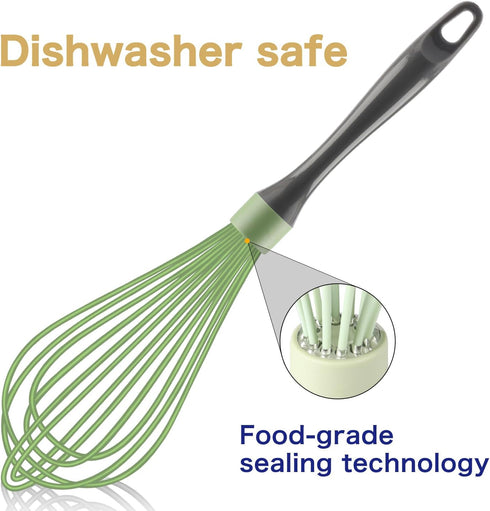 Dishwasher Safe Whisk, Professional Whisks For Cooking Non-Scratch, Stainless Steel & Silicone Wisk, Plastic Rubber Whisk Tool For Nonstick Cookwa...