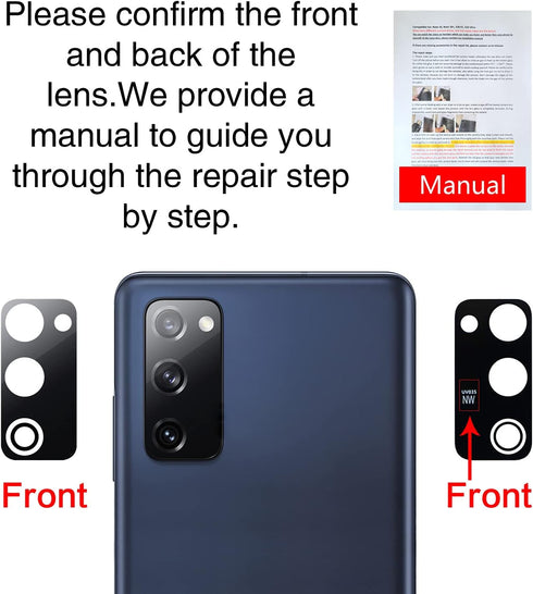 2PCS Galaxy S20 FE Back Rear Camera Lens Glass Replacement, ASDAWN Back Lens Glass for Samsung Galaxy S20 FE 6.5 inches All Carriers with Installa...