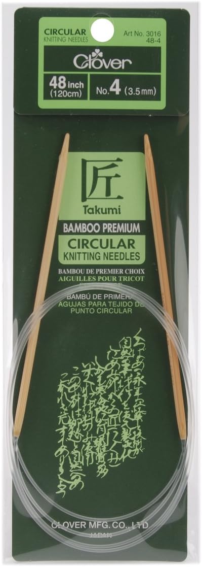 Clover Takumi Bamboo Circular 48-Inch Knitting Needles, Size 4...