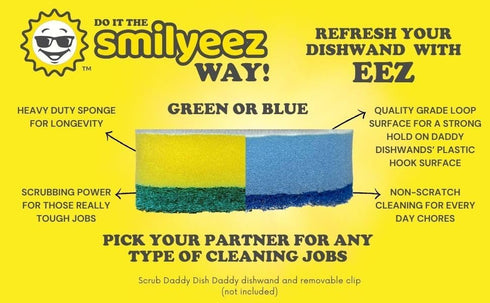 Smilyeez Heavy Duty Refill for Scrub Daddy Dish Daddy – (10 Pack) Dish Daddy Refills – Dish Daddy Sponge Replacement Head – Ideal for Dishwashing ...