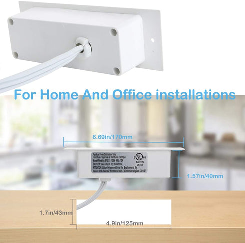 CCCEI Furniture Recessed Power Strip, White Desk Outlet with USB Ports, in Conference Desktop Flush Mount Plug, 6 ft Extension Cord....