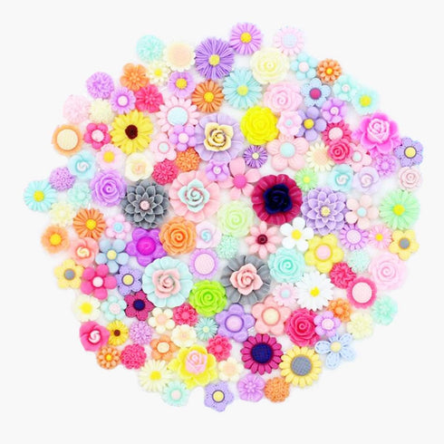 Halloluck 50 Pcs Flower Slime Charms Easter DIY Craft Making Resin Jewery Making Kit, Resin Flatback Slime Beads Making Supplies for DIY Scrapbook...